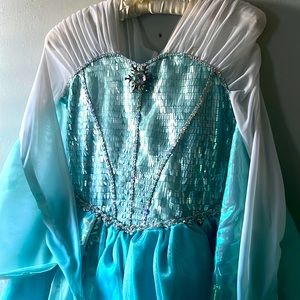 The Disney Store Frozen 2013 Movie Costume size kid 9/10 Ice Blue